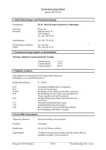 Sicherheitsdatenblatt - Frisag AG