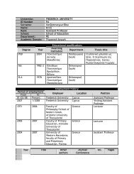 Academic Staff Curriculum Vitae - Frederick University