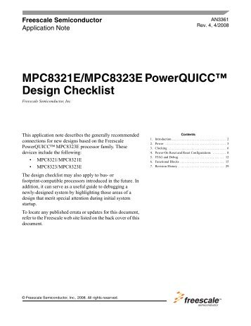 MPC8321E/MPC8323E PowerQUICC Design Checklist - Freescale
