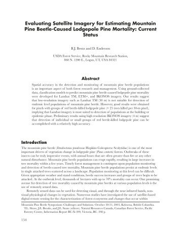 Evaluating Satellite Imagery for Estimating Mountain Pine Beetle ...