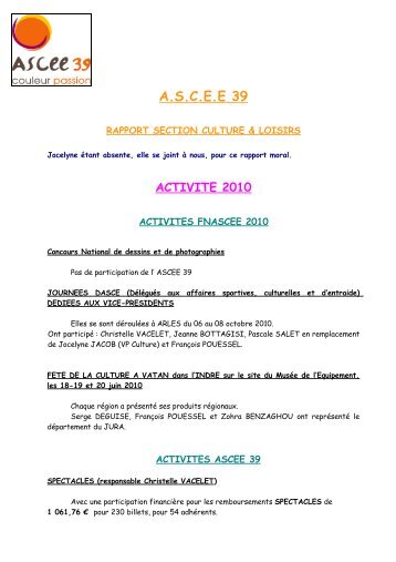 A.S.C.E.E 39 - Site internet de la FNASCE, des URASCE et des ASCE