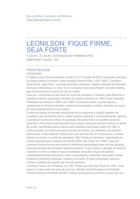 download do press release [.pdf] - Galeria Luisa Strina