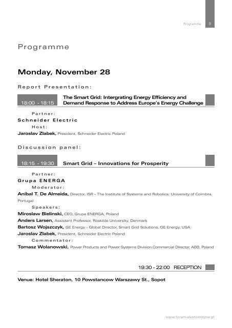 Monday, November 28 Programme - Economic Forum