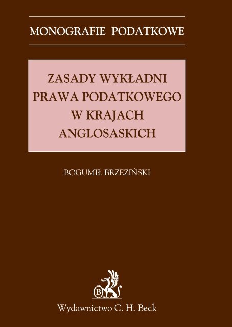 zasady wyk£adni prawa podatkowego w krajach ... - Gandalf