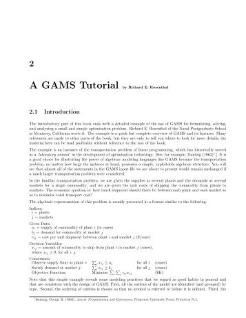 GAMS Tutorial