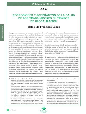 corrosiones y quebrantos de la salud de los trabajadores en