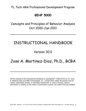 INSTRUCTIONAL HANDBOOK - Florida Institute of Technology