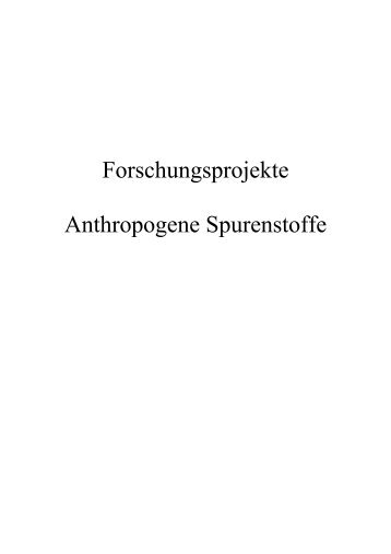 Forschungsprojekte Anthropogene Spurenstoffe - DWA