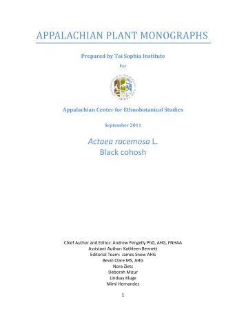 Black Cohosh - Frostburg State University