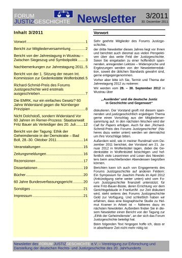 Newsletter Nr. 3 / 2011 - Forum Justizgeschichte eV