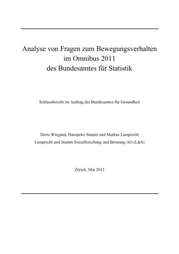 Analyse von Fragen zum Bewegungsverhalten im Omnibus 2011 ...