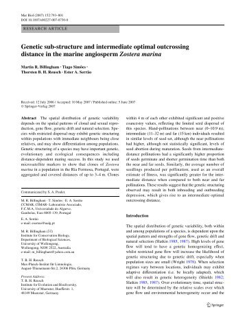 Genetic sub-structure and intermediate optimal outcrossing distance ...