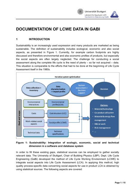 DOCUMENTATION OF LCWE DATA IN GABI 4 - GaBi Software