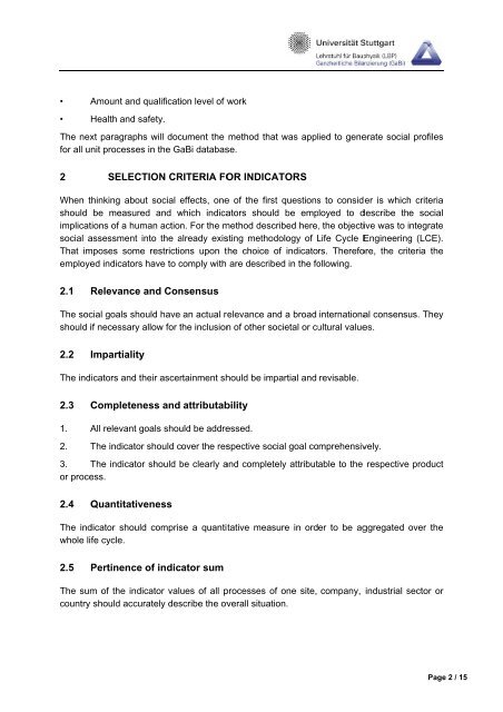 DOCUMENTATION OF LCWE DATA IN GABI 4 - GaBi Software