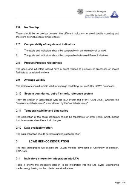 DOCUMENTATION OF LCWE DATA IN GABI 4 - GaBi Software