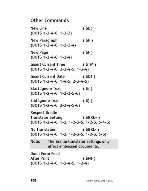 The Braille Lite M20-M40 User's Manual - Freedom Scientific