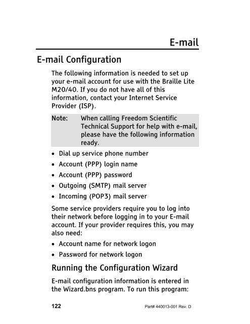 The Braille Lite M20-M40 User's Manual - Freedom Scientific