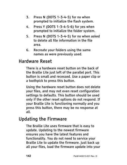 The Braille Lite M20-M40 User's Manual - Freedom Scientific