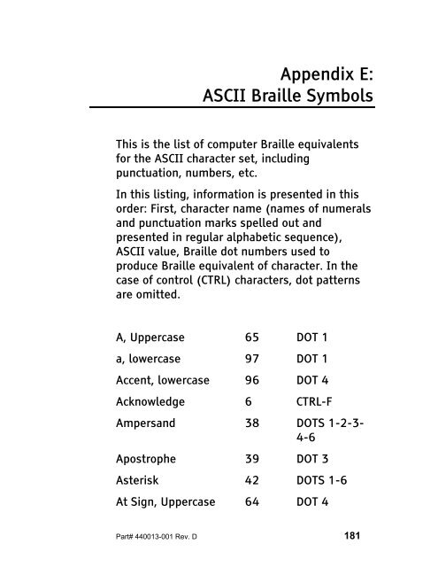 The Braille Lite M20-M40 User's Manual - Freedom Scientific