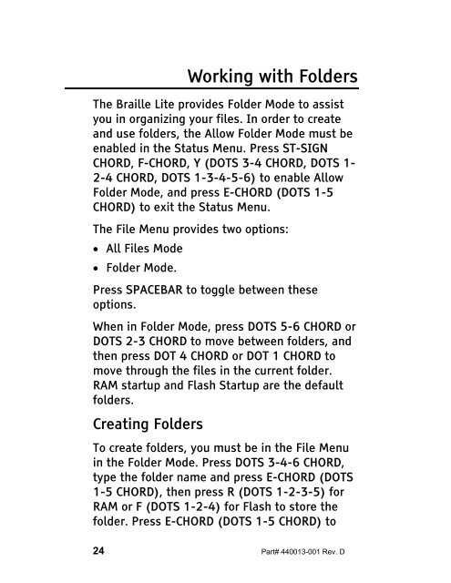 The Braille Lite M20-M40 User's Manual - Freedom Scientific