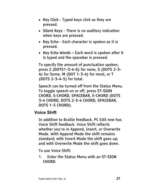 The Braille Lite M20-M40 User's Manual - Freedom Scientific