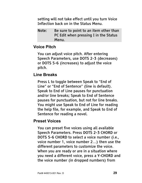 The Braille Lite M20-M40 User's Manual - Freedom Scientific