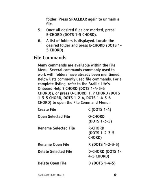 The Braille Lite M20-M40 User's Manual - Freedom Scientific