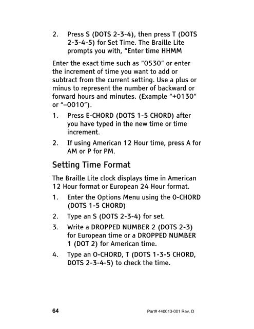 The Braille Lite M20-M40 User's Manual - Freedom Scientific