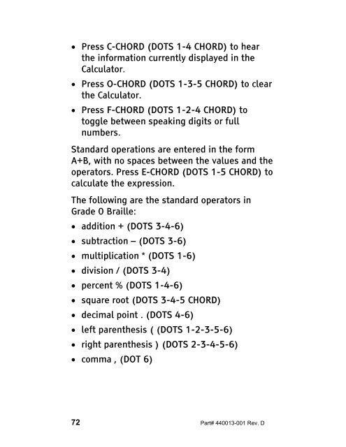 The Braille Lite M20-M40 User's Manual - Freedom Scientific