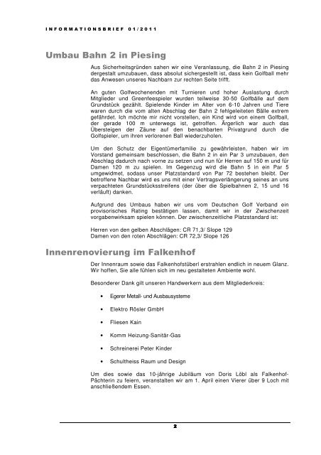 Infobrief 01_11 - Golfclub Altötting-Burghausen