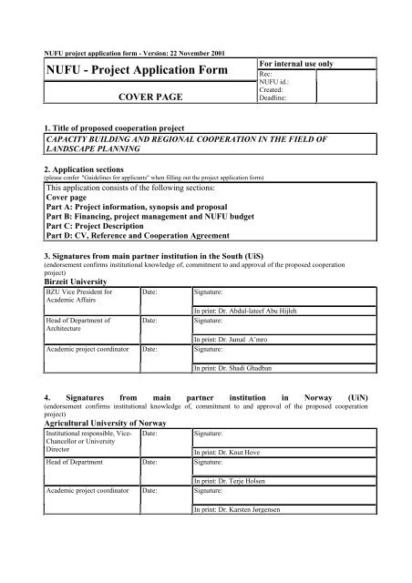 nufu-project-application-form-birzeit-university