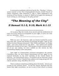 “The Meaning of the City” - The First Congregational Church