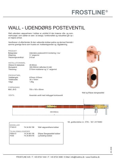 Tekniske specifikationer - Frostline