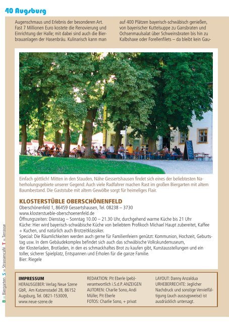 Biergarten-Guide Neue Szene Augsburg 2013