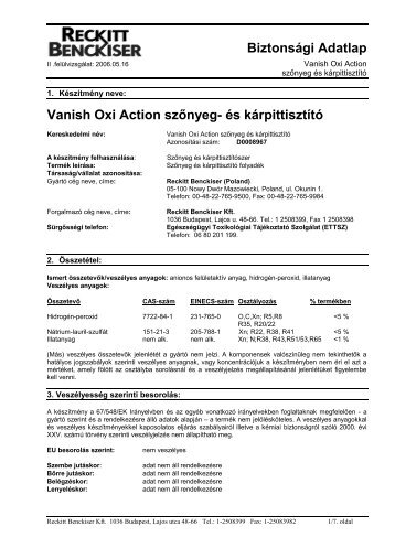 VANISH OxiAction szőnyeg kárpittisztító - Galatea Kft.