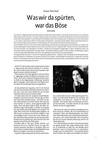 mit Susan Neiman: „Was wir da spürten, war das Böse.“ - Die Gazette