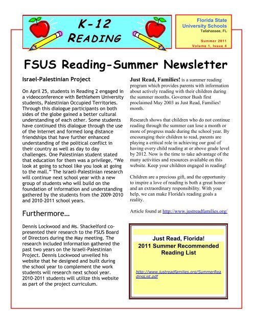 FSUS Reading-Summer Newsletter - Florida State University