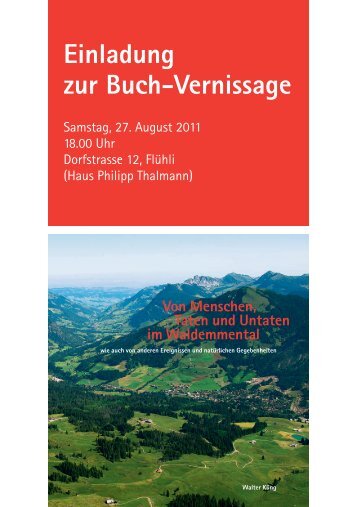 Einladung zur Buch-Vernissage - Gemeinde Flühli