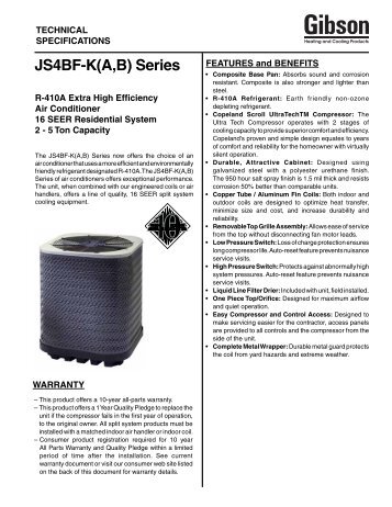 JS4BF-K(A,B) Series - Fox Appliance Parts of Macon, Inc.