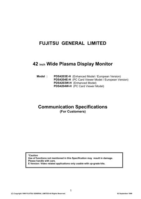 PDS4203-04 RS232 Protocol.pdf - Fujitsu General UK