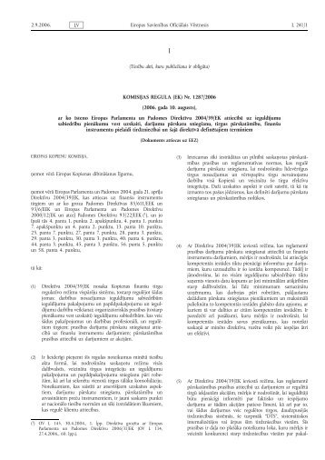 KOMISIJAS REGULA (EK) Nr. 1287/2006 - EUR-Lex
