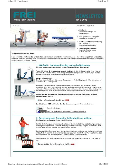 Newsletter August 2008 - Frei AG