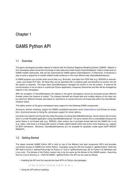 GAMS Python API documentation version 24.1