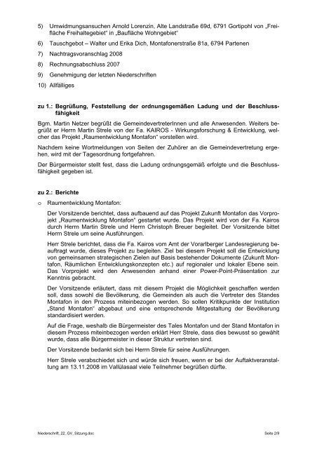 22. Gemeindevertretungssitzung (70 KB) - .PDF - Gemeinde Gaschurn