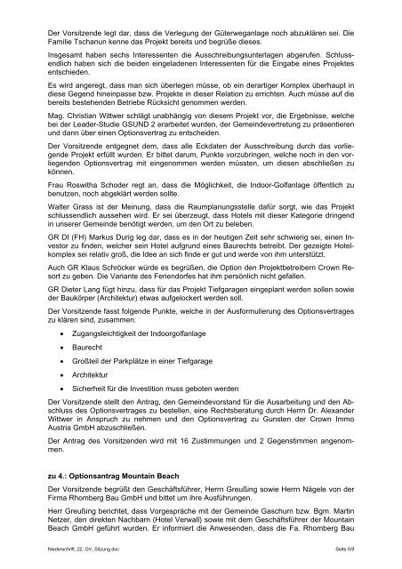 22. Gemeindevertretungssitzung (70 KB) - .PDF - Gemeinde Gaschurn