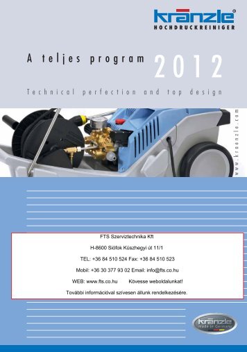 ÚJ!!! Kränzle magasnyomású mosók 2012 teljes program