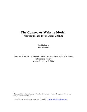 The Connector Website Model New Implications for Social ... - PRWeb