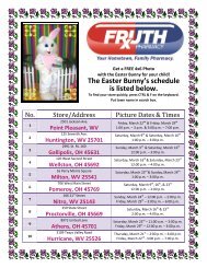 The Easter Bunny's schedule is listed below. - Fruth Pharmacy