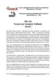 Forderung nach einem Gesetz zur Sozialen Teilhabe der - ForseA