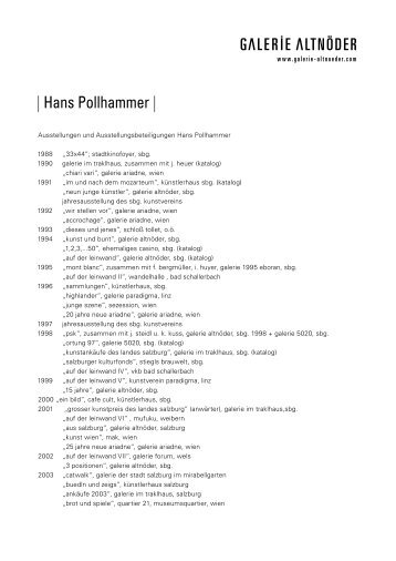 | Hans Pollhammer | - Galerie Altnöder